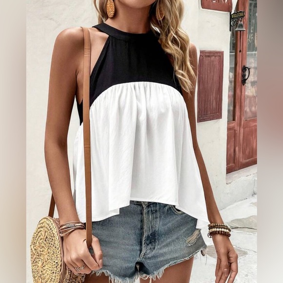 Vici color block billowy high low crop top boho S - Picture 2 of 9